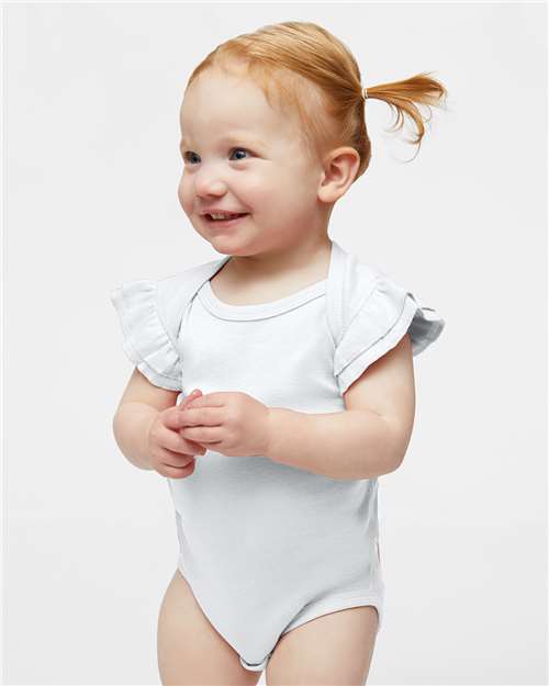 Infant Flutter Sleeve Baby Rib Bodysuit Rabbit Skins - 4439