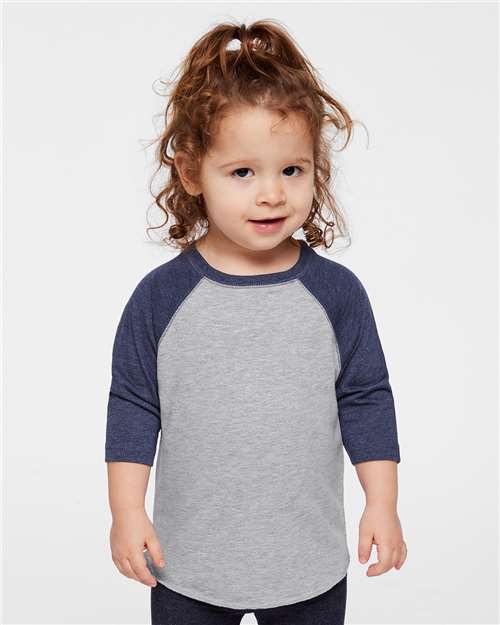 Toddler Baseball Fine Jersey Three-Quarter Sleeve Tee Rabbit Skins - 3330
