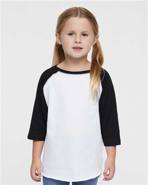 Toddler Baseball Fine Jersey Three-Quarter Sleeve Tee Rabbit Skins - 3330