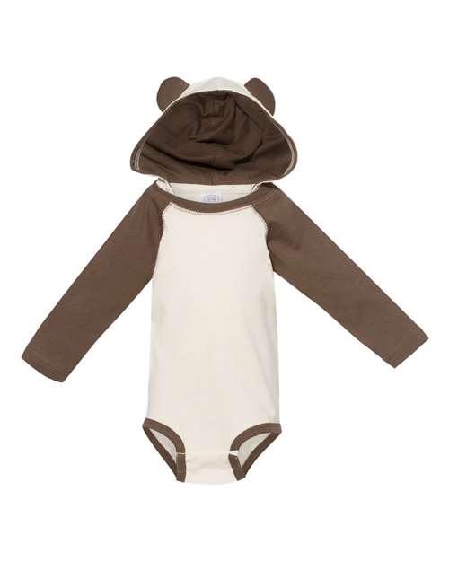 Infant Fine Jersey Character Hooded Long Sleeve Bodysuit with Ears Rabbit Skins - 4418